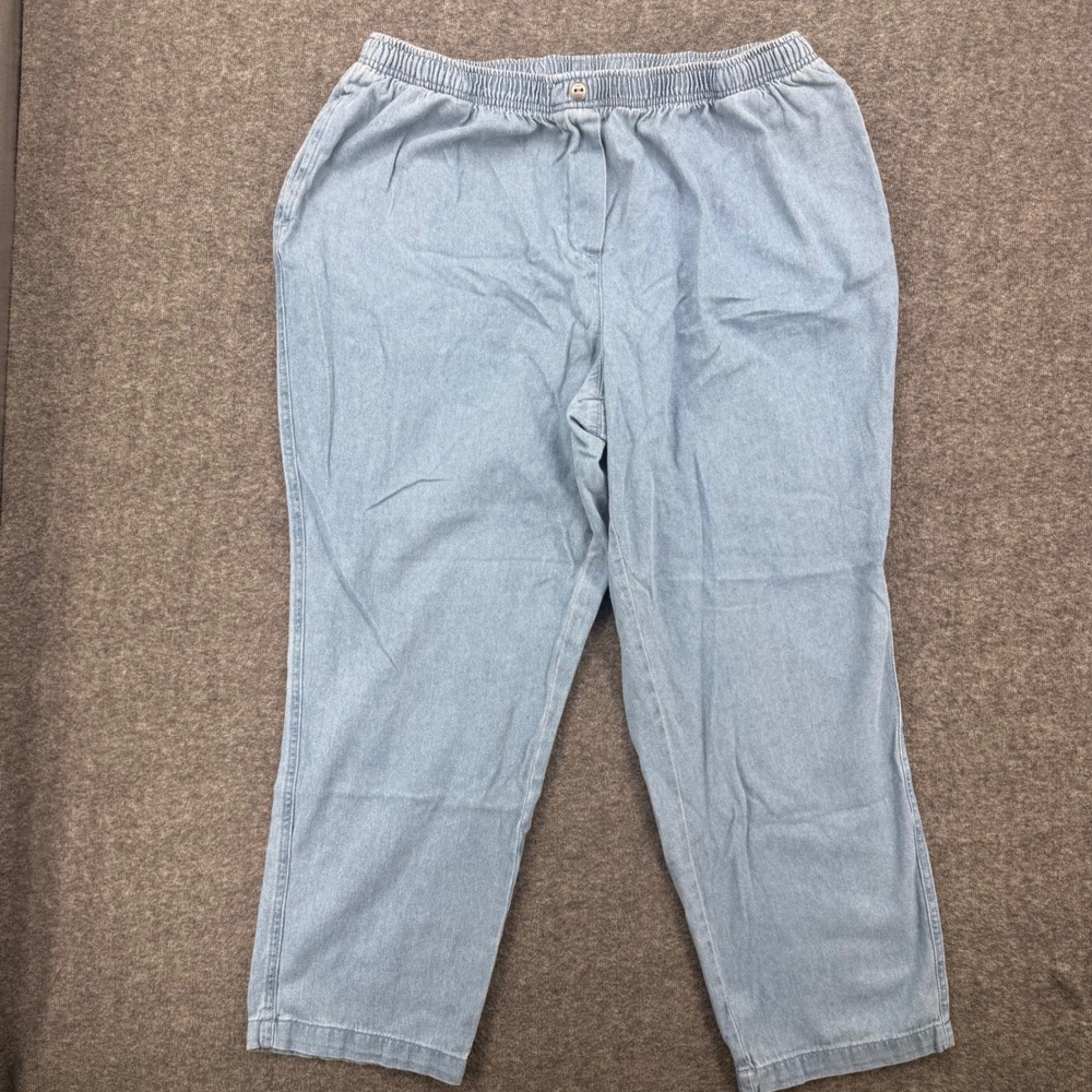 Woman Within Womens Plus 24W Light Wash Elastic Waist Cotton Denim Pants 6559